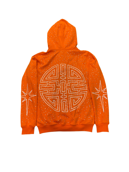 Orange World Of Riches Rhinestone Hoodie